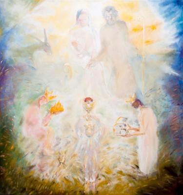 Painting titled "Christmas Revelation" by Larysa Jaromska, Original Artwork