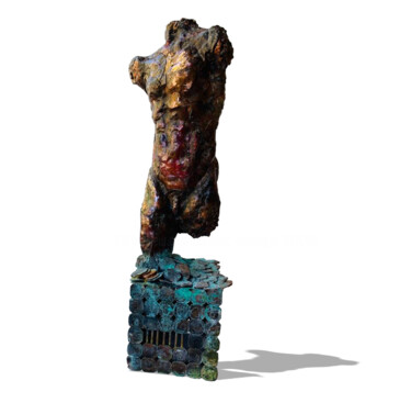 Skulptur mit dem Titel "The Incomplete Man" von Lasantha Epasinghe, Original-Kunstwerk, Metalle