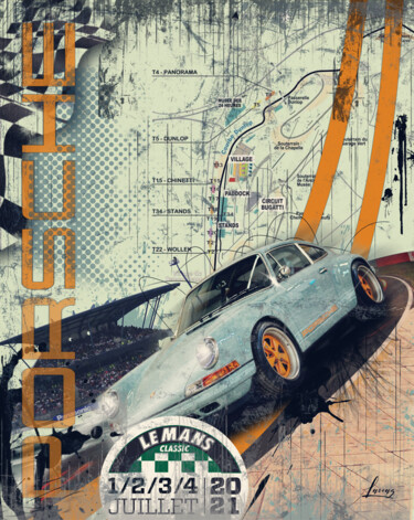 Цифровое искусство под названием "Tableau Porsche Pop…" - Lascaz, Подлинное произведение искусства, Цифровая печать