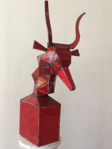 Γλυπτική με τίτλο "Rouge Antilope" από Lasco, Αυθεντικά έργα τέχνης, Μέταλλα