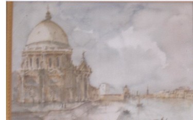 Painting titled "venise le grand can…" by Alain Lasserre, Original Artwork, Watercolor