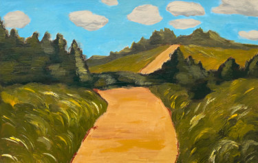 Peinture intitulée "Yellow road" par Nina Karpova, Œuvre d'art originale, Acrylique