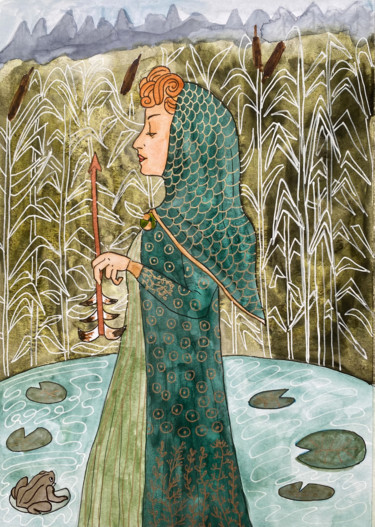 「Princess Frog」というタイトルの絵画 Nina Karpovaによって, オリジナルのアートワーク, 水彩画