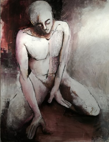 Malerei mit dem Titel "l'homme blanc" von Anna Matt, Original-Kunstwerk, Öl