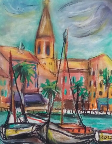 Drawing titled "Sanary sur mer" by Laudu, Original Artwork, Pencil