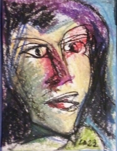 Desenho intitulada "visage 2" por Laudu, Obras de arte originais, Pastel
