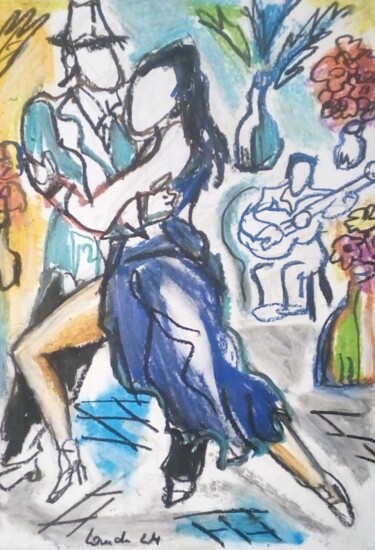 "Tango et guitariste" başlıklı Resim Laudu tarafından, Orijinal sanat, Pastel