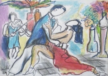 "Tango et violoniste" başlıklı Resim Laudu tarafından, Orijinal sanat, Pastel