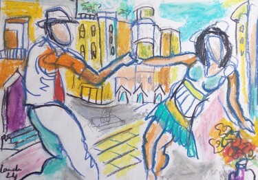 Drawing titled "Salsa cuba" by Laudu, Original Artwork, Pastel