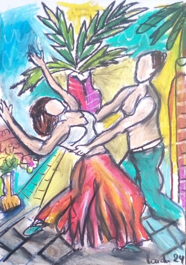 Desenho intitulada "Tango 18" por Laudu, Obras de arte originais, Pastel