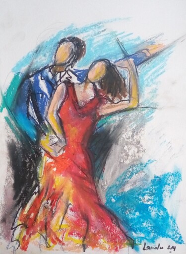 Tekening getiteld "Flamenco 12" door Laudu, Origineel Kunstwerk, Pastel