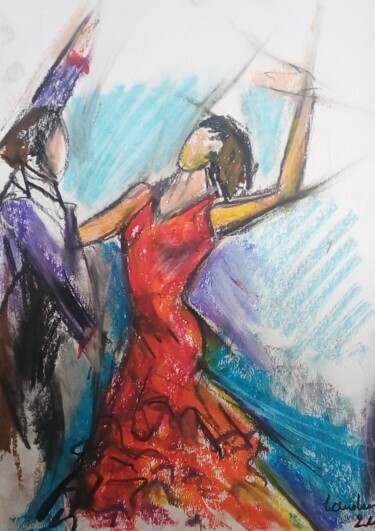 Tekening getiteld "Flamenco 14" door Laudu, Origineel Kunstwerk, Pastel