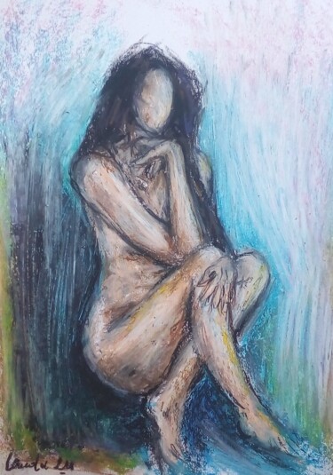 Drawing titled "Nu 5" by Laudu, Original Artwork, Pastel