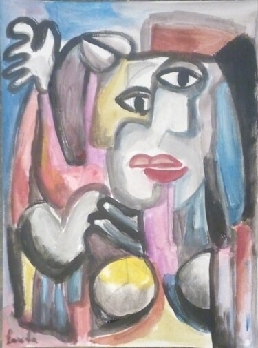Painting titled "P'ticasso" by Laudu, Original Artwork, Gouache