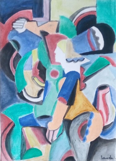 Painting titled "La toquée" by Laudu, Original Artwork, Watercolor