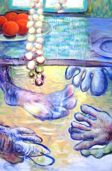 Painting titled "Three foots" by Darius Laumenis, Original Artwork, Oil