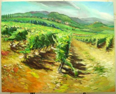 Painting titled "Vine rows" by Darius Laumenis, Original Artwork, Oil