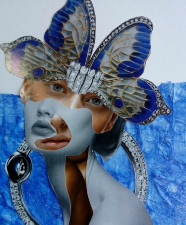Коллажи под названием "Sueño en azul" - Laura Dangelo, Подлинное произведение искусства, Коллажи