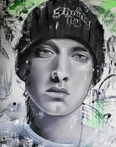 Painting titled "Eminem" by Laura Foort, Original Artwork, Acrylic