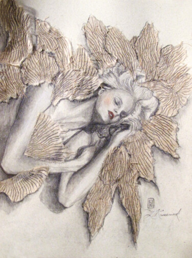 Tekening getiteld "Winged Dreams" door Laura Krusemark, Origineel Kunstwerk, Grafiet