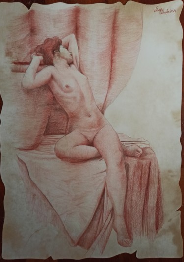 Rysunek zatytułowany „studio di figura -…” autorstwa Laura Muolo, Oryginalna praca, Conté