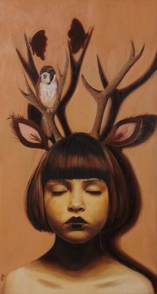 Painting titled "Io sono la regina d…" by Laura Muolo, Original Artwork, Oil Mounted on Wood Stretcher frame