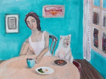 Pintura titulada "Eating healthy" por Laura Tuča, Obra de arte original, Acrílico