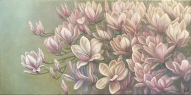 Painting titled "Magnolia giapponese" by Laura Vincelli, Original Artwork, Oil