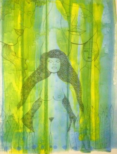 Disegno intitolato "Desnuda" da Laura Capurro, Opera d'arte originale, Inchiostro