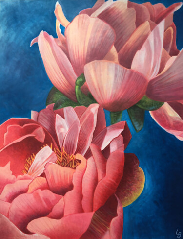 Ζωγραφική με τίτλο "Peonie" από Lauragreenart, Αυθεντικά έργα τέχνης, Ακρυλικό