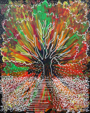 제목이 "Fall"인 미술작품 Laura Hol로, 원작, 아크릴 나무 들것 프레임에 장착됨