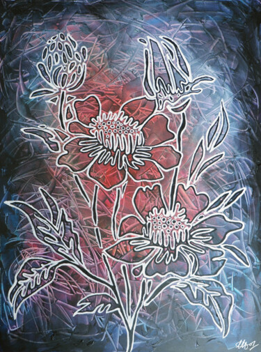 Painting titled "Flower Rangers" by Laura Hol, Original Artwork, Acrylic Mounted on Wood Stretcher frame