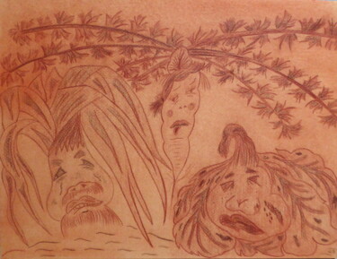 Disegno intitolato "Déconfits" da Laure Barlet, Opera d'arte originale, Carbone