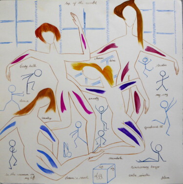 Peinture intitulée "Danse Bega" par Laure Barlet, Œuvre d'art originale, Aquarelle