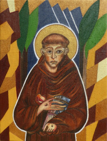 Pintura titulada "Saint François d'As…" por Laure Barlet, Obra de arte original, Oleo Montado en Bastidor de camilla de made…
