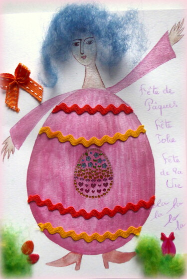Pintura intitulada "Carte de menu pour…" por Laure Barlet, Obras de arte originais, Aquarela