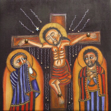 Peinture intitulée "Crucifixtion" par Laure Barlet, Œuvre d'art originale, Huile