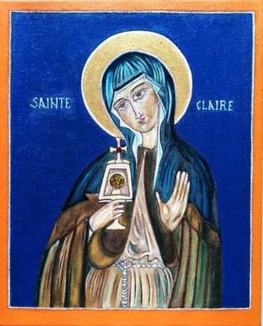 Painting titled "Sainte Claire" by Laure Barlet, Original Artwork, Oil