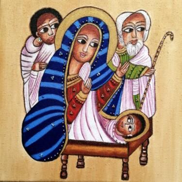 绘画 标题为“Nativité éthiopienne” 由Laure Barlet, 原创艺术品, 油 安装在木质担架架上
