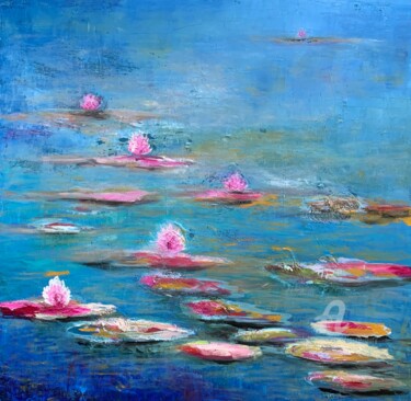 Pittura intitolato "Water Music" da Laure Bury, Opera d'arte originale, Olio Montato su Telaio per barella in legno