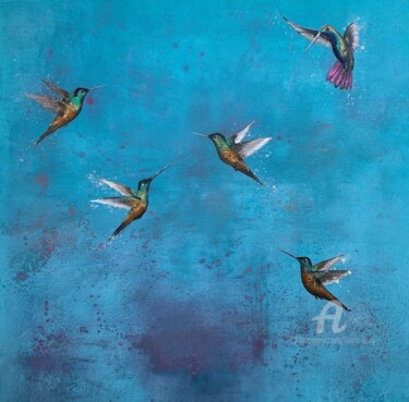 Картина под названием "Rise Like An Angel…" - Laure Bury, Подлинное произведение искусства, Масло Установлен на Деревянная р…