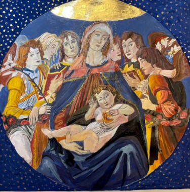 Pintura intitulada "Vierge étoilée" por Laure Dupuy, Obras de arte originais, Pigmentos Montado em Cartão