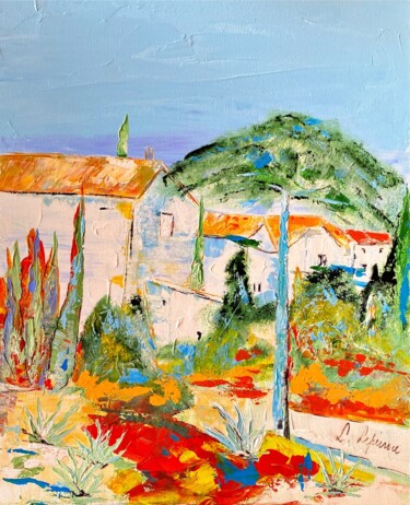 Schilderij getiteld "Mas sud de France" door Laure Leprince, Origineel Kunstwerk, Olie