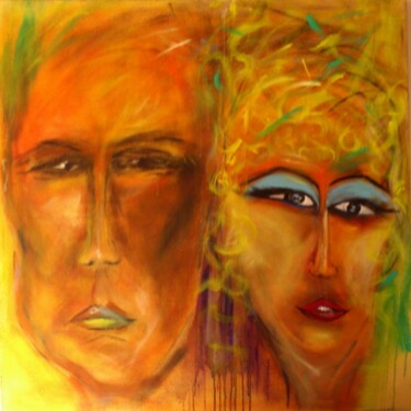 Painting titled "Couple de trouncho" by Laure Leprince, Original Artwork, Acrylic Mounted on Wood Stretcher frame