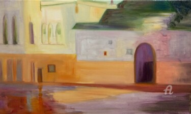 Painting titled "La grande mosquée 1" by Laurence Allemand, Original Artwork, Oil Mounted on Wood Stretcher frame