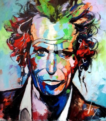 Painting titled "Keith Richards" by Laurence Clerembaux, Original Artwork, Acrylic