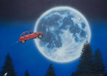 Painting titled "2CV LUNE" by Laurence Coindre, Original Artwork, Acrylic