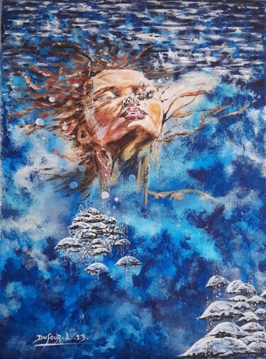 제목이 "Entre deux eaux"인 미술작품 Laurence Dufour로, 원작, 아크릴 나무 들것 프레임에 장착됨