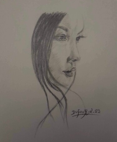 Drawing titled "Introspection" by Laurence Dufour, Original Artwork, Graphite