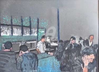 Drawing titled "Rêve de bar" by Laurence Fauchart, Original Artwork, Marker Mounted on Other rigid panel